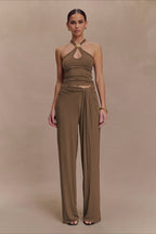 Metal Trim Halter Cutout Chic Halter Top