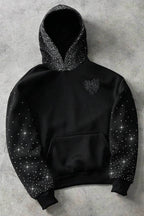Rhinestone Embroidered Zip Up Hoodie