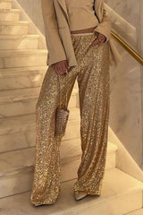 Casual Sequin Wide Leg Loose Pants