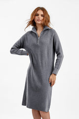 Zipper Pullover Sweater Dress