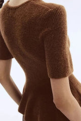 Relaxed Hem Detail Ribbed Knit Top