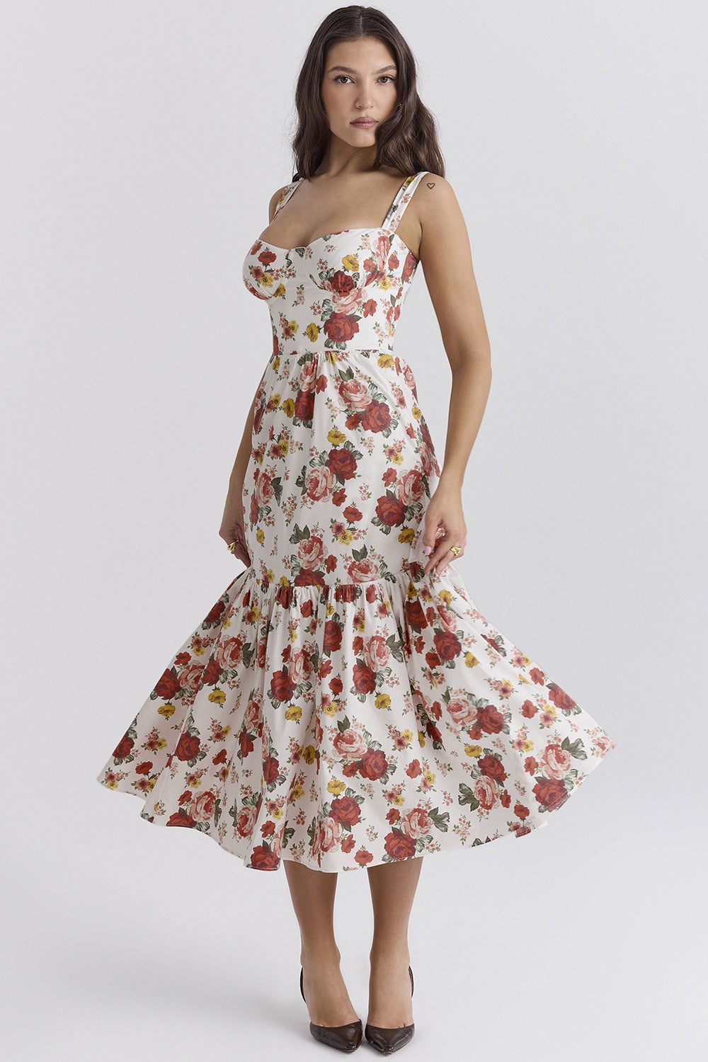 Floral Tiered A-Line Spaghetti Strap Floral Dress Main image