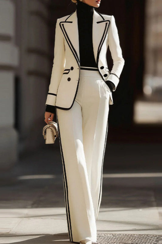 Structured Double Breasted Two Piece Blazer Casual Pants Set Main image