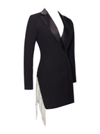 Freya Black Crystal Charming Fringe Blazer Dress Dresses