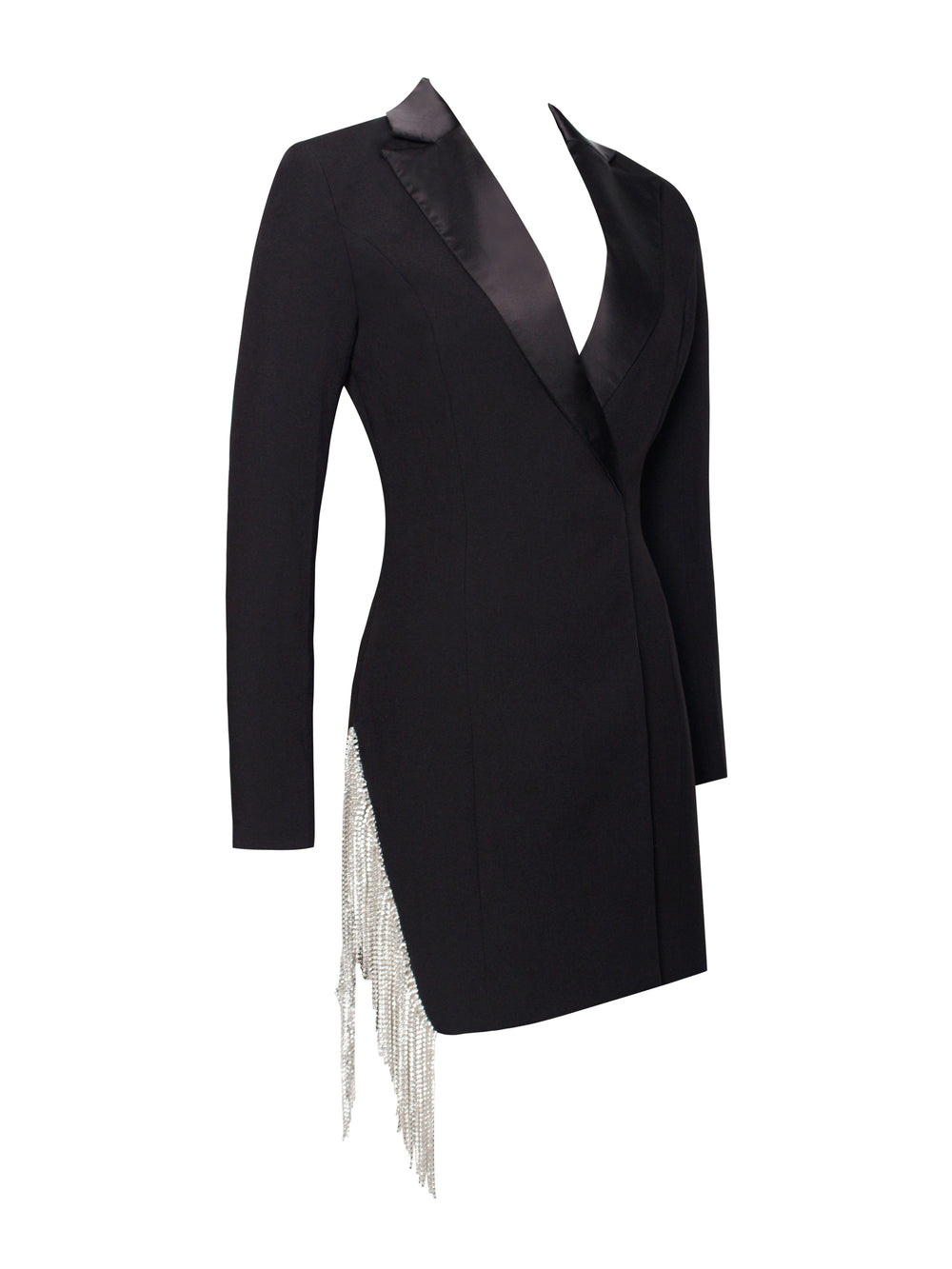 Freya Black Crystal Charming Fringe Blazer Dress Dresses