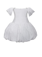 Umika White Bubble Charming Hem Mini Dress Dresses