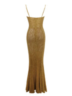 Ulani Gold Burnout Velvet Graceful Detail Mesh Maxi Dress Dresses