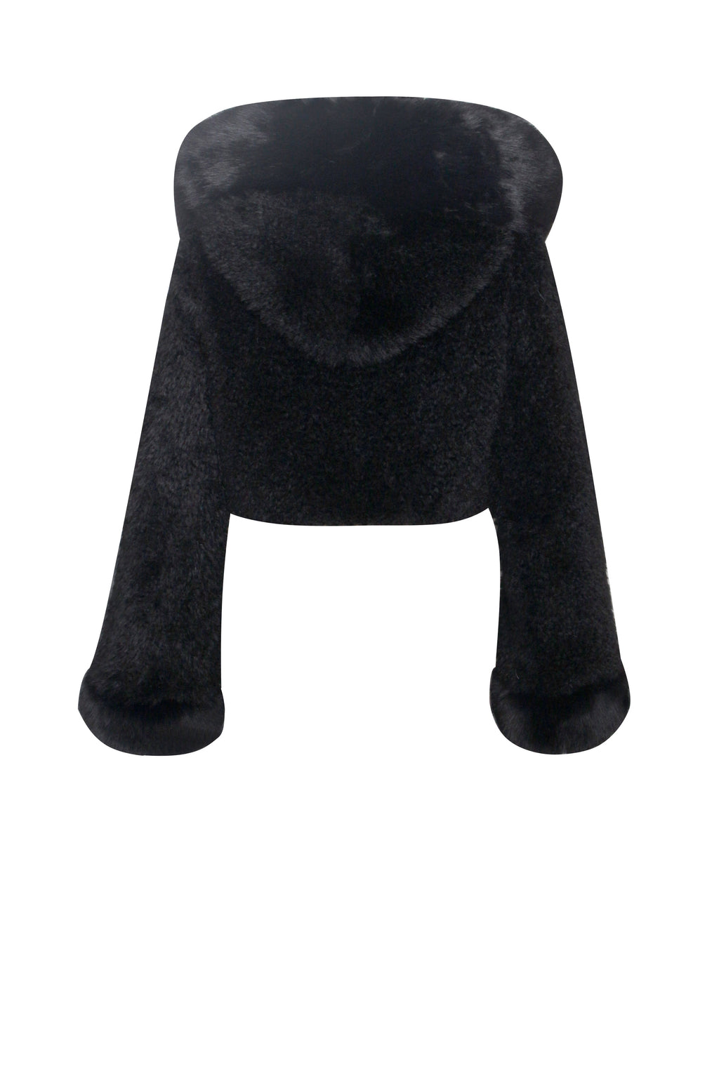 Kali Black Cropped Faux Graceful Fur Jacket With Hood Outwear