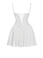 Kadi White Cotton Drop Graceful Waist Corset Mini Dress Dresses