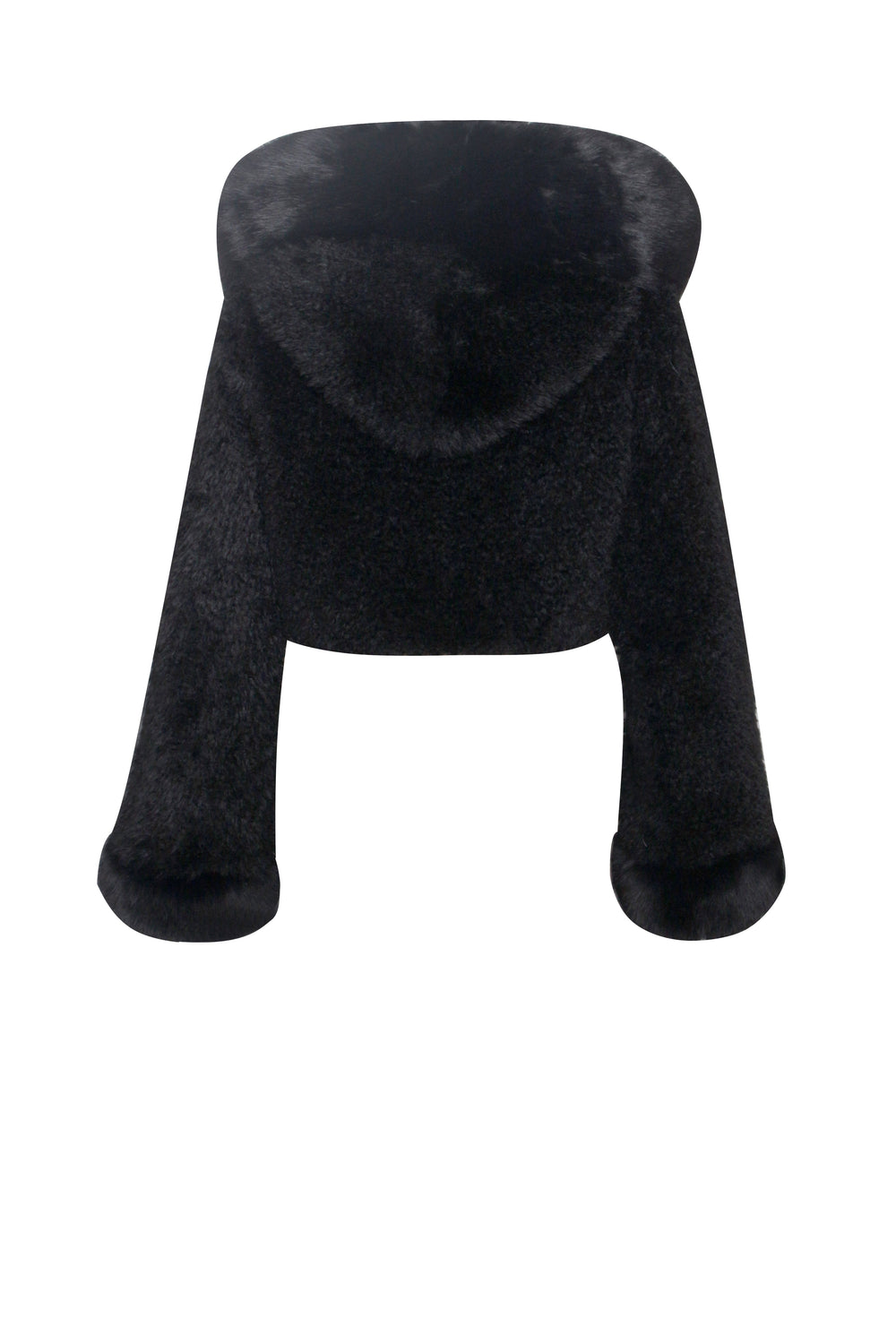 Kali Black Cropped Faux Graceful Fur Jacket With Hood Outwear