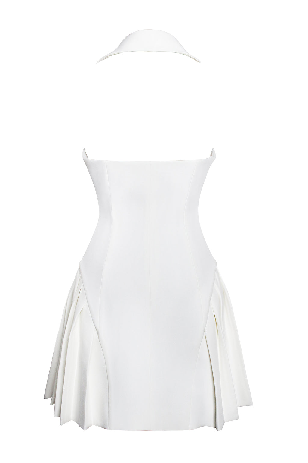 Reyna White Backless Charming Pleated Mini Blazer Dress Dresses