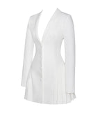 Delia White Blazer Charming Dress with Pleated Detail Dresses