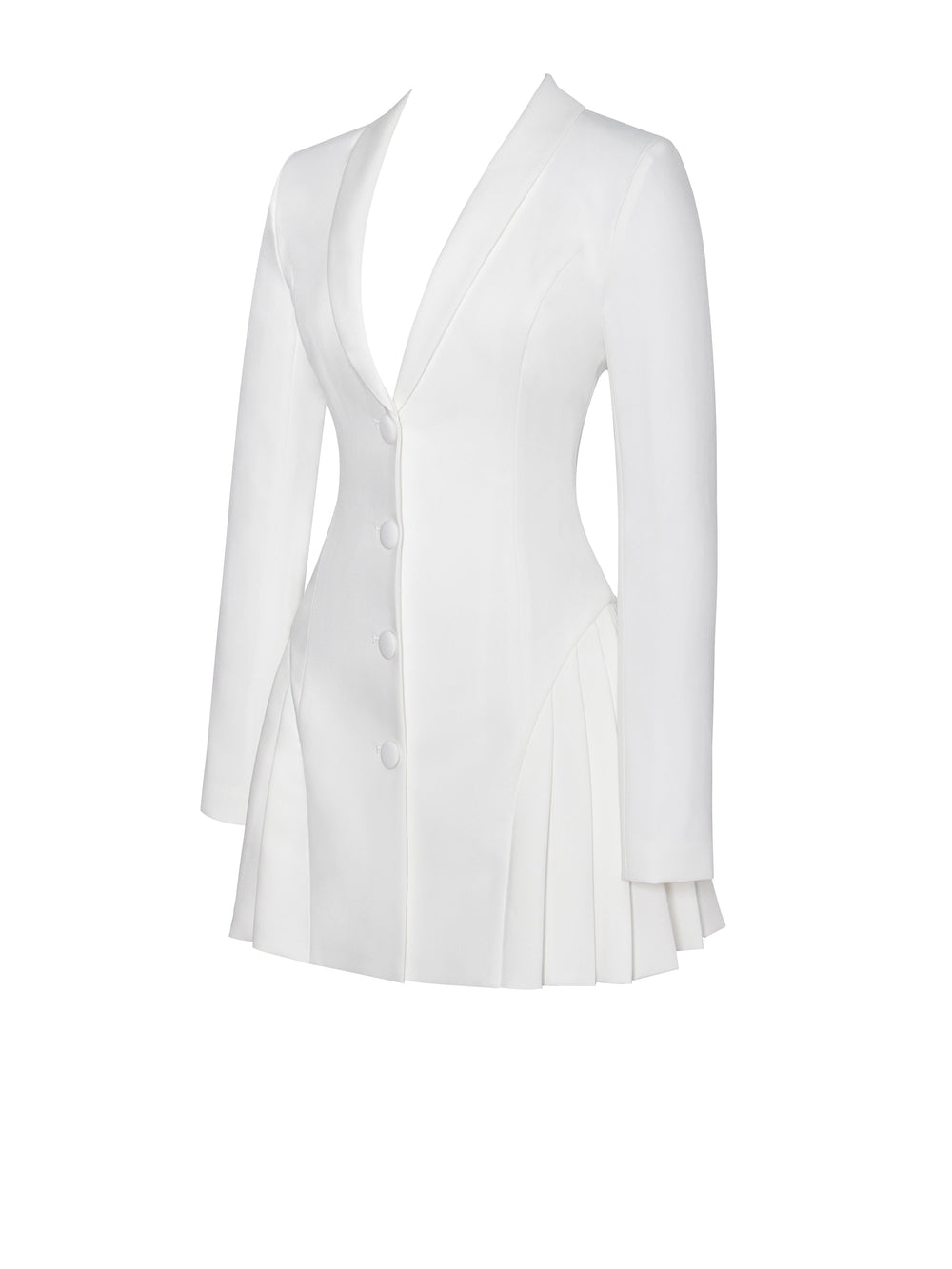 Delia White Blazer Charming Dress with Pleated Detail Dresses