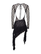 Omaira Black Lace Charming Long Sleeve Ruffle Dress Dresses