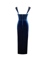 Odilia Teal Lace Charming Velvet Maxi Dress Dresses