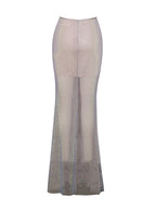 Gloria Mesh Stylish Rhinestone Maxi Skirt Bottoms
