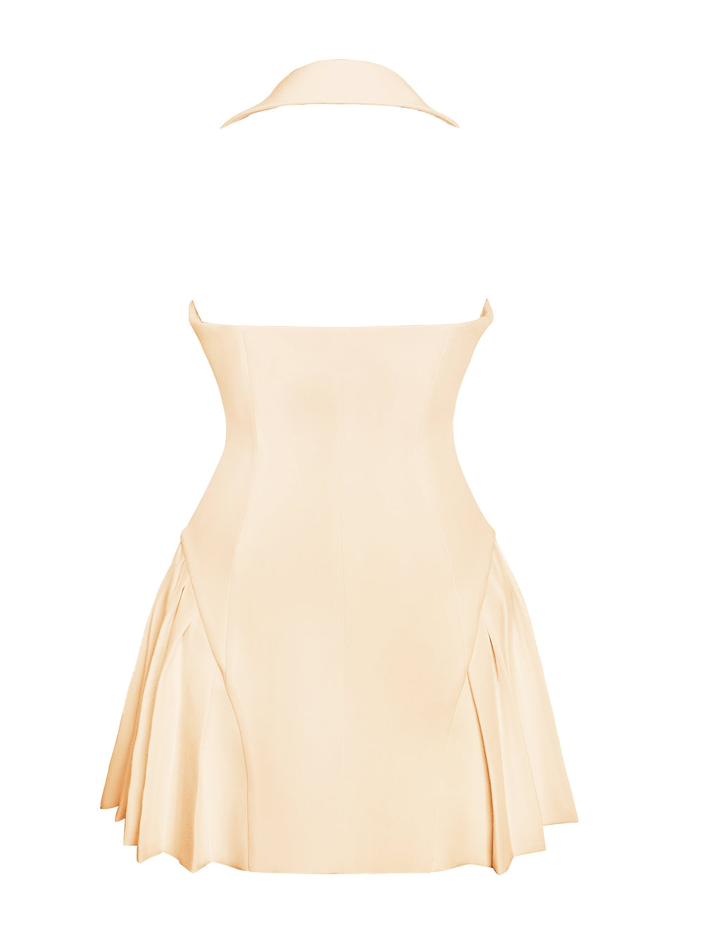 Reyna Beige Backless Charming Pleated Mini Blazer Dress Dresses