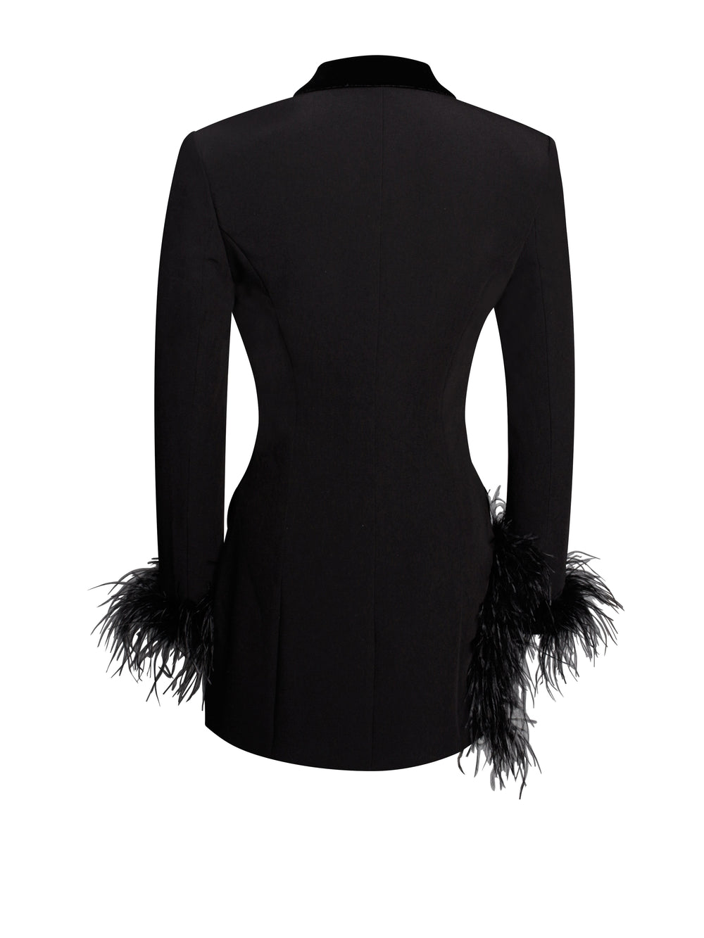 Madeline Black Feather Charming Trim Blazer Dress Dresses