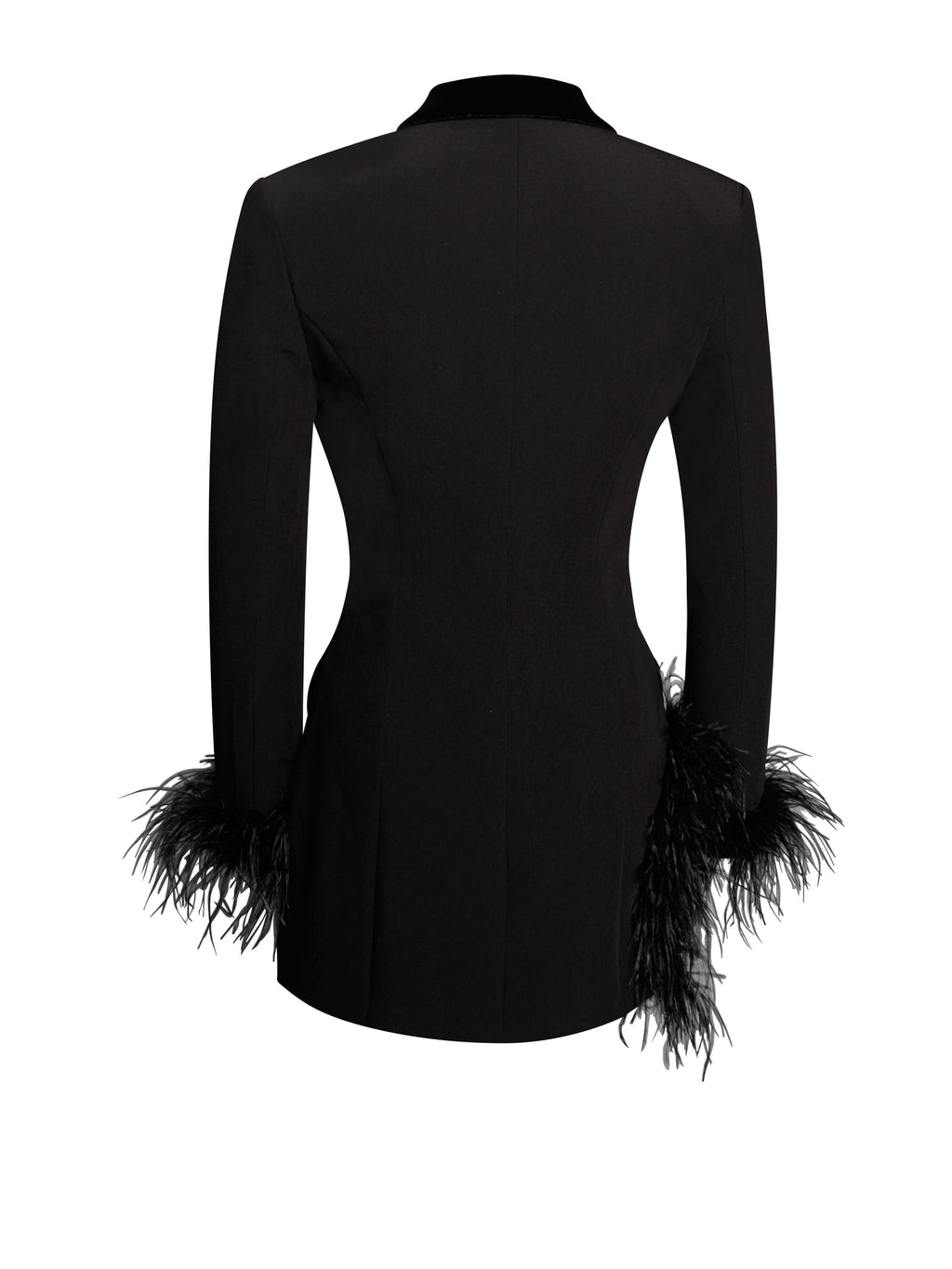 Madeline Black Feather Charming Trim Blazer Dress Dresses