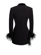 Madeline Black Feather Charming Trim Blazer Dress Dresses