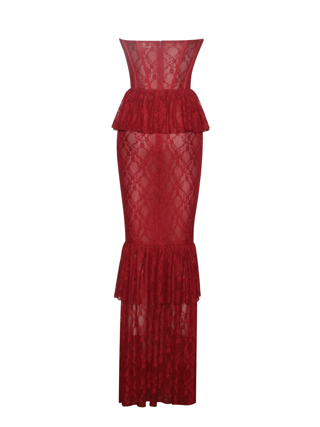 Quennell Burgundy Lace Charming Corset Maxi Dress Dresses