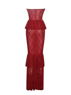 Quennell Burgundy Lace Charming Corset Maxi Dress Dresses