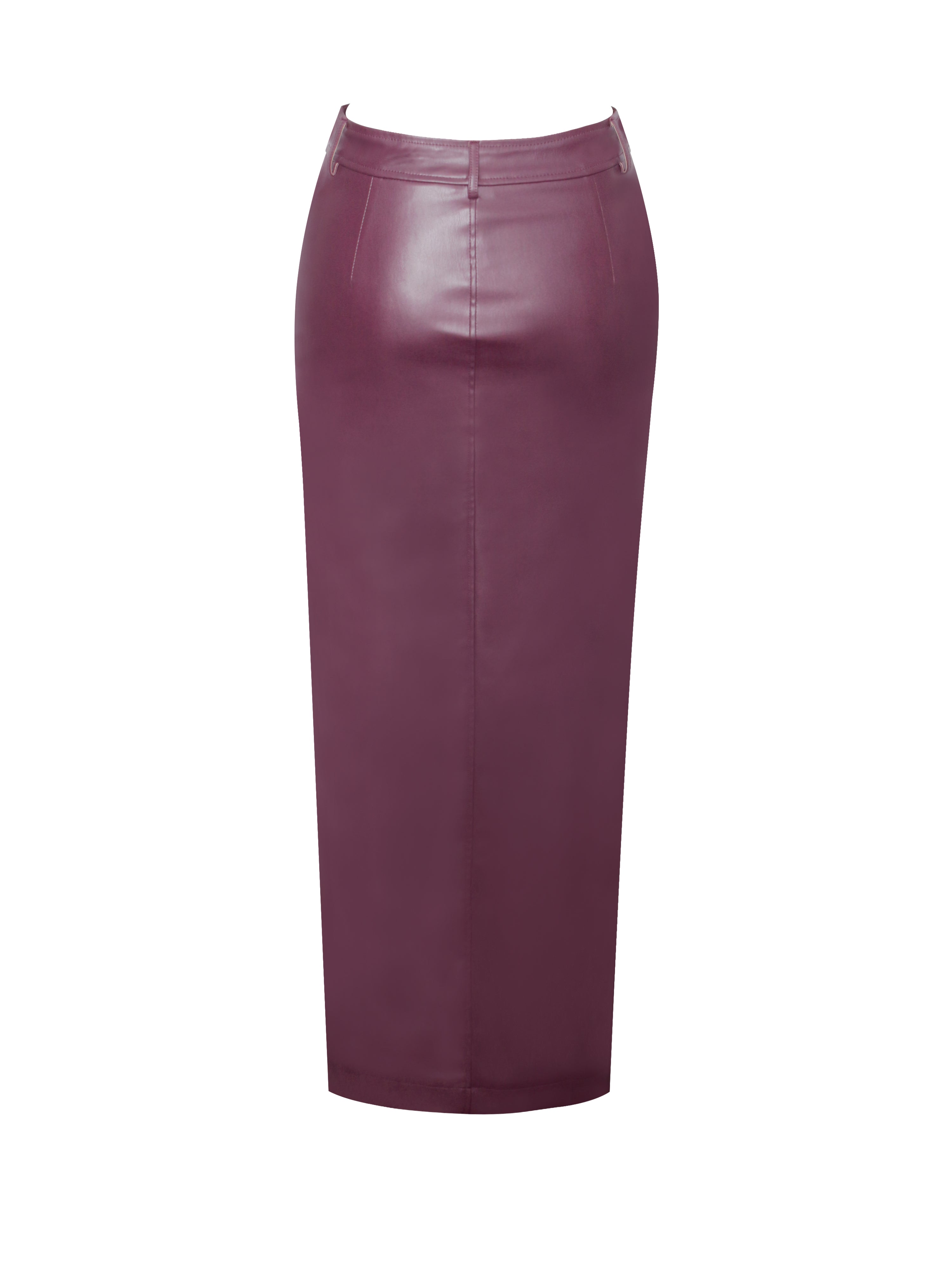 Noya Purple Front Charming Slit Vegan Leather Skirt Bottoms