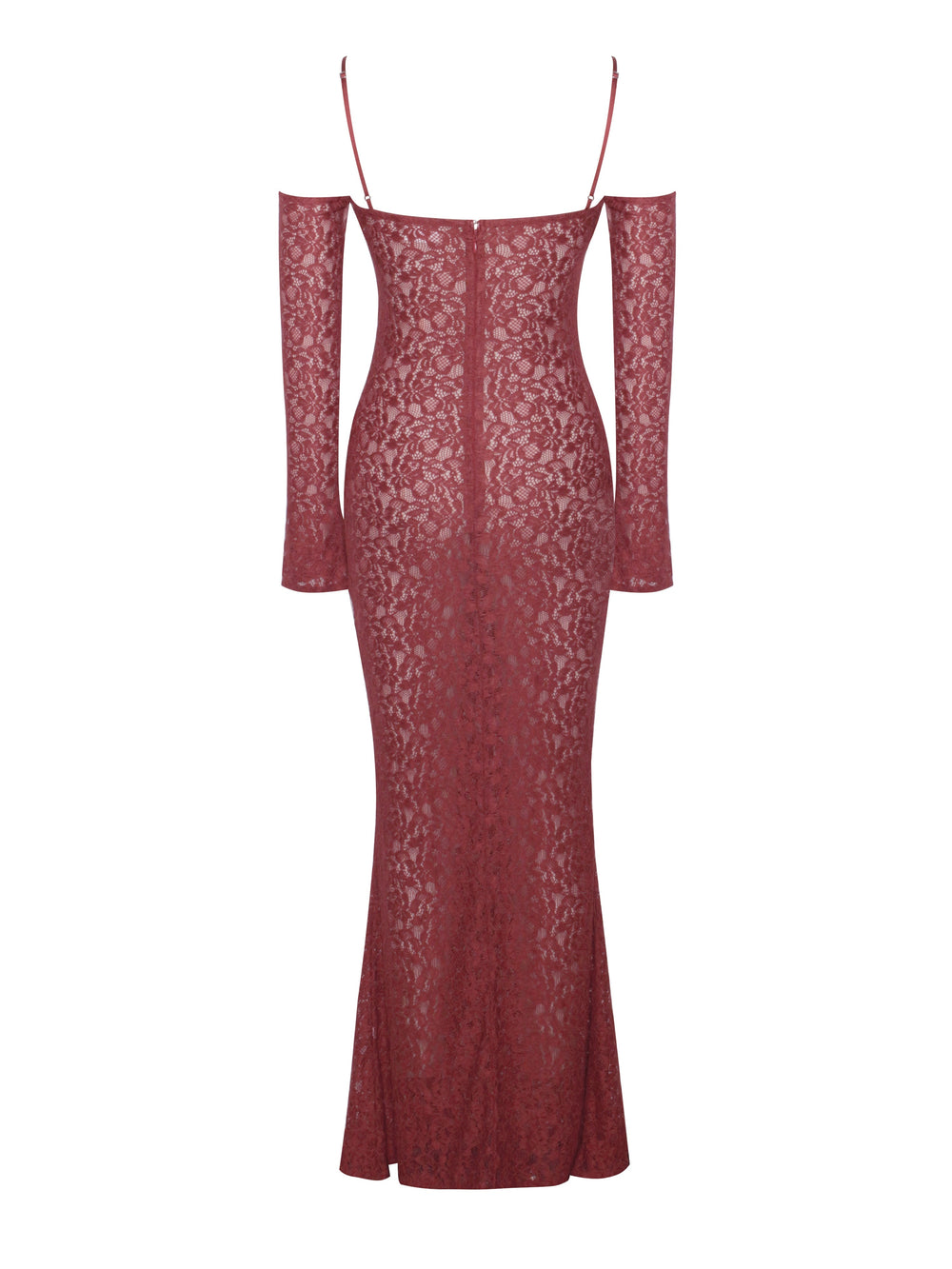 Udaya Burgundy Lace Charming Long Sleeve Maxi Dress Dresses