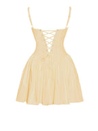 Kadi Yellow Cotton Drop Graceful Waist Corset Mini Dress Dresses