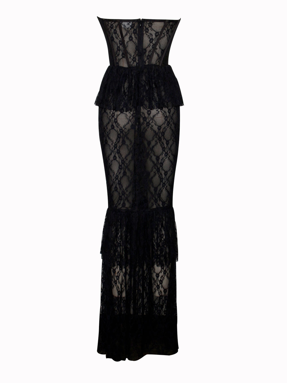 Quennell Black Lace Charming Corset Maxi Dress Dresses