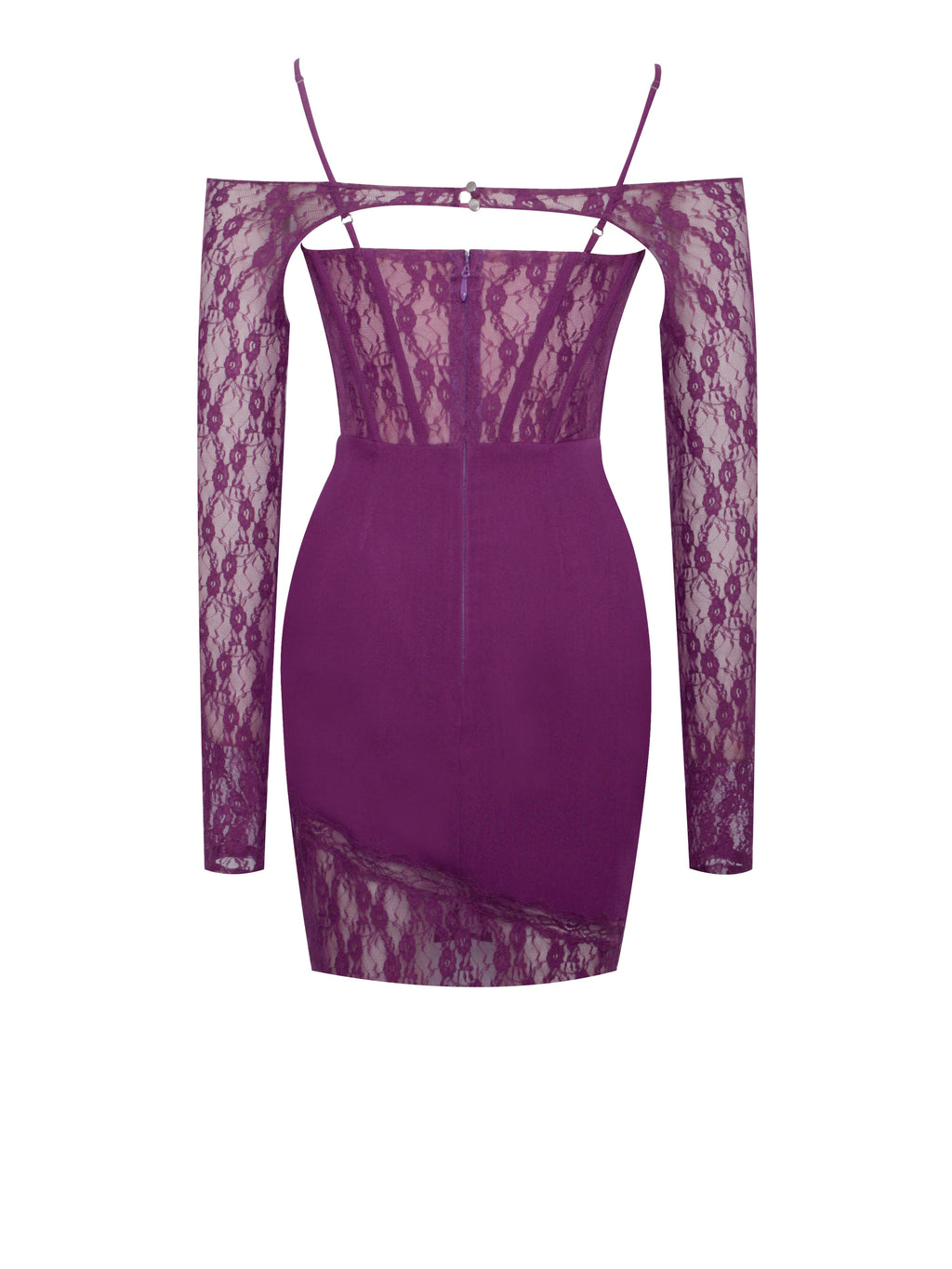 Elsie Purple Lace Charming and Crepe Mini Dress Dresses