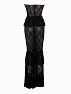 Quennell Black Lace Charming Corset Maxi Dress Dresses