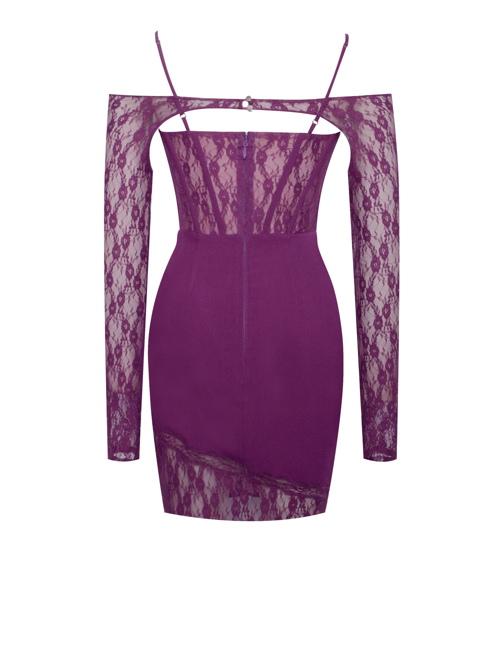 Elsie Purple Lace Charming and Crepe Mini Dress Dresses