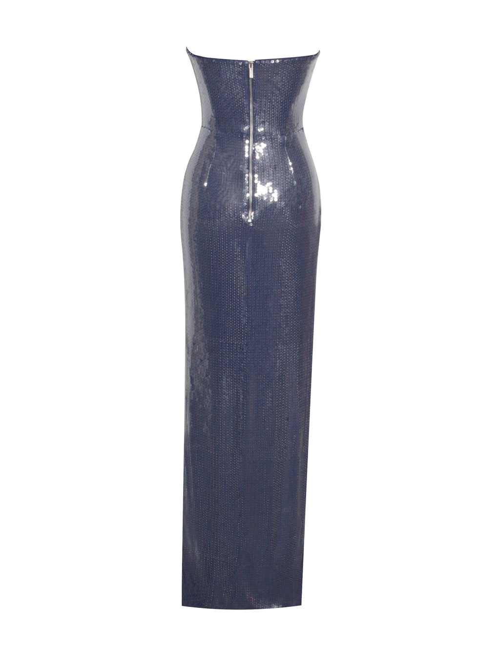 Ramona Navy Sequin Strapless Graceful High Slit Maxi Dress Dresses