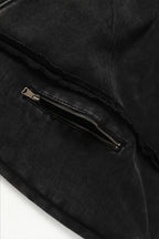 Deconstructed Seam Zip Pocket Pullover Hoodie