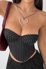 Tie Corset Woven Stripe Chic Crop Top