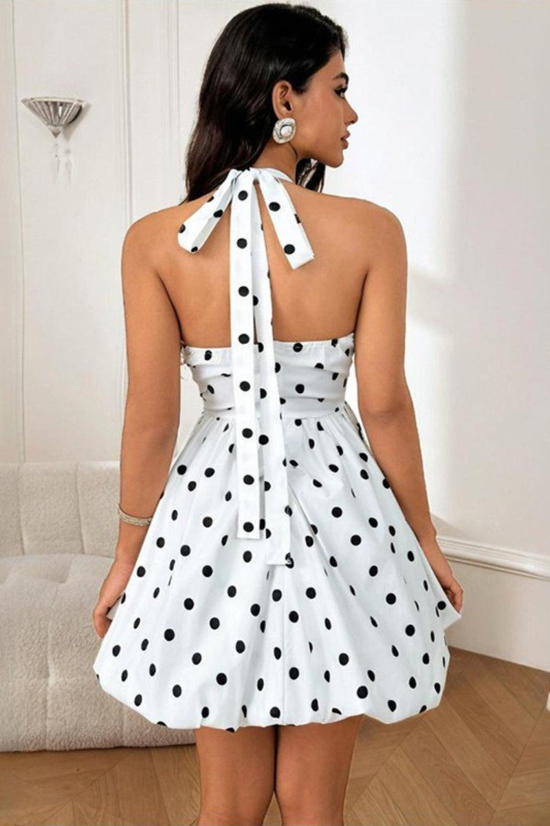 Halter Polka Dot A Line Mini Dress Secondary image