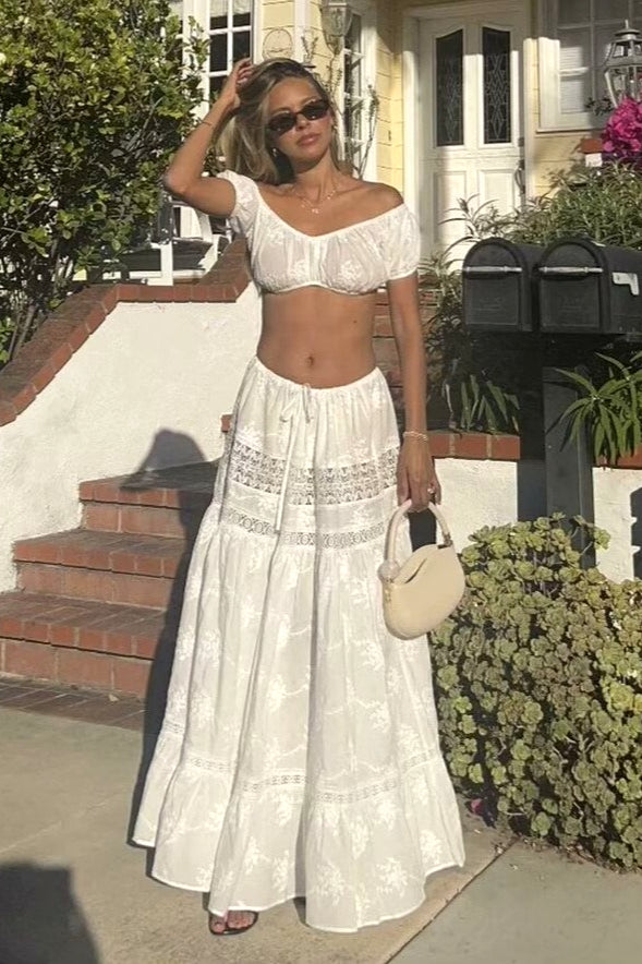 Two Piece Lace Tube Top Boho Skirt Set Main image