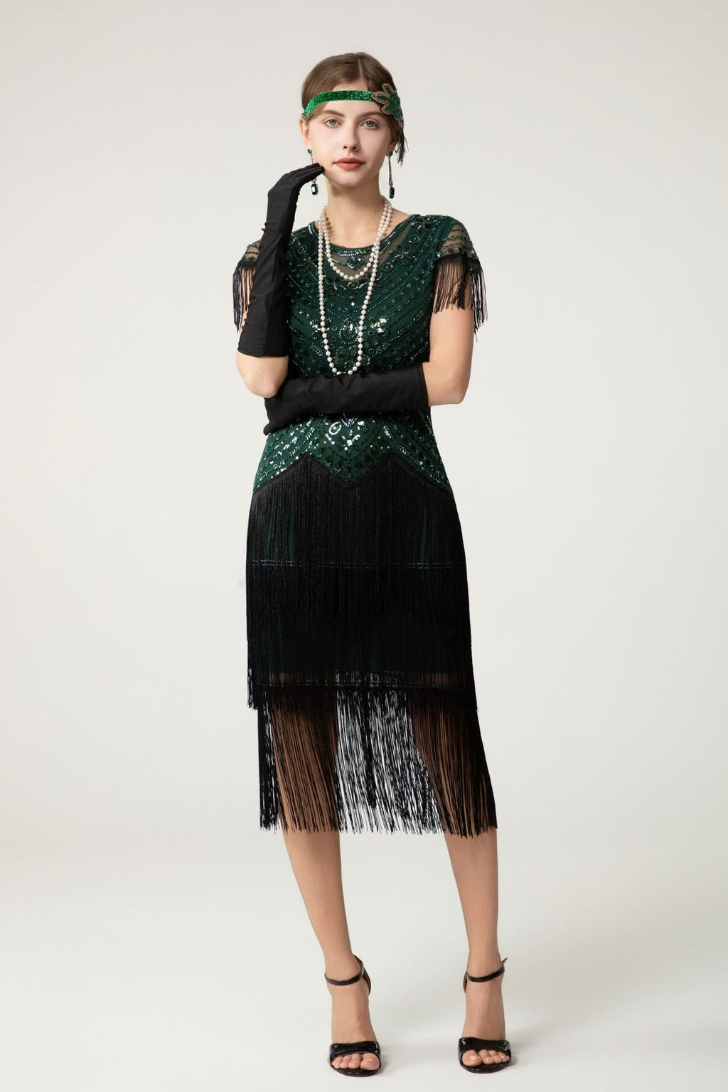 Sequin Short Sleeve Fringe Boho Dress