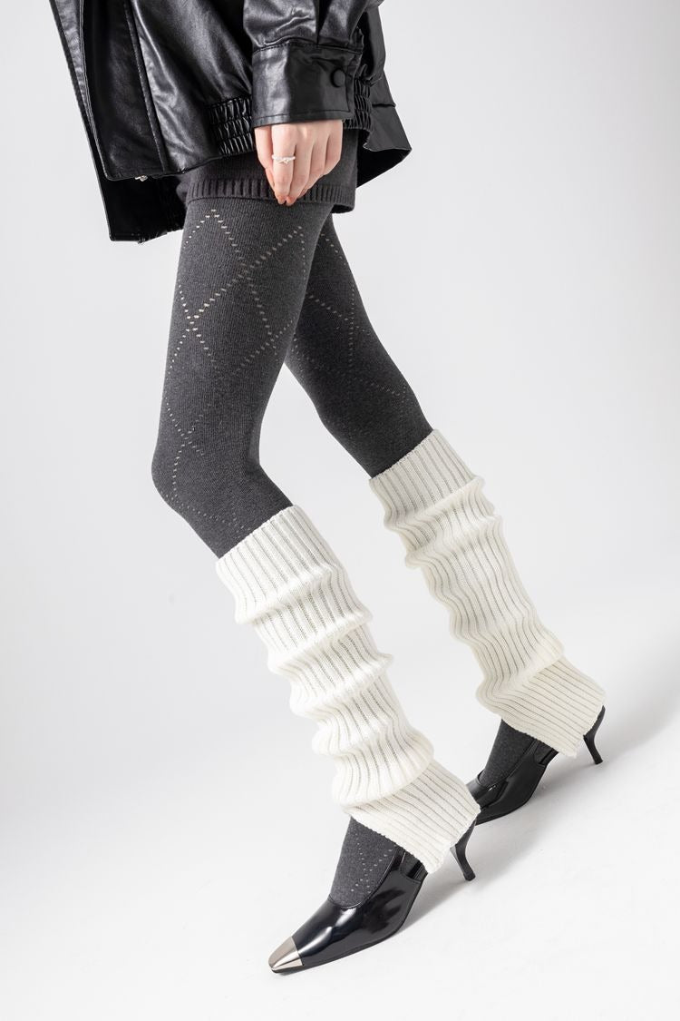 Vertical Stripe Chunky Slouch Split Hem Leg Warmers