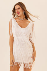 Plus Size Sleeveless Tassel Mini Dress