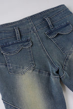 Vintage Panel Low Rise Fitted Straight Leg Jeans