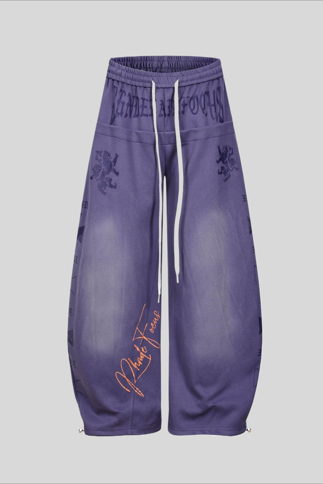 Washed Script Barrel Leg Sweatpants Main image
