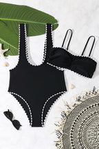 Black Bodycon Sexy Cutout Two Piece Swim Set