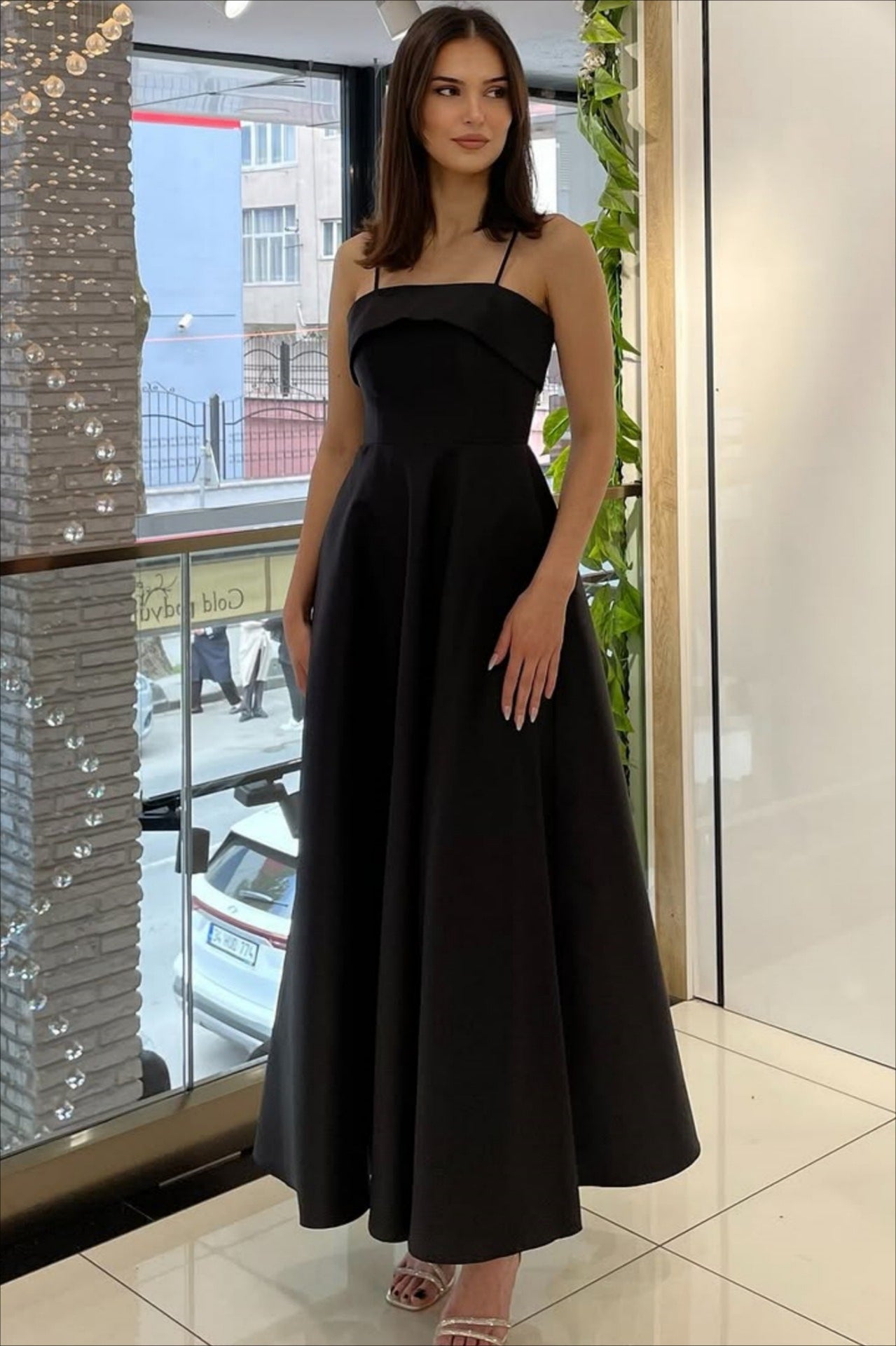 Elegant Satin Slip Vintage Formal Dress Main image