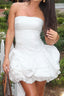 Layered Strapless Ball Party Dress S / White