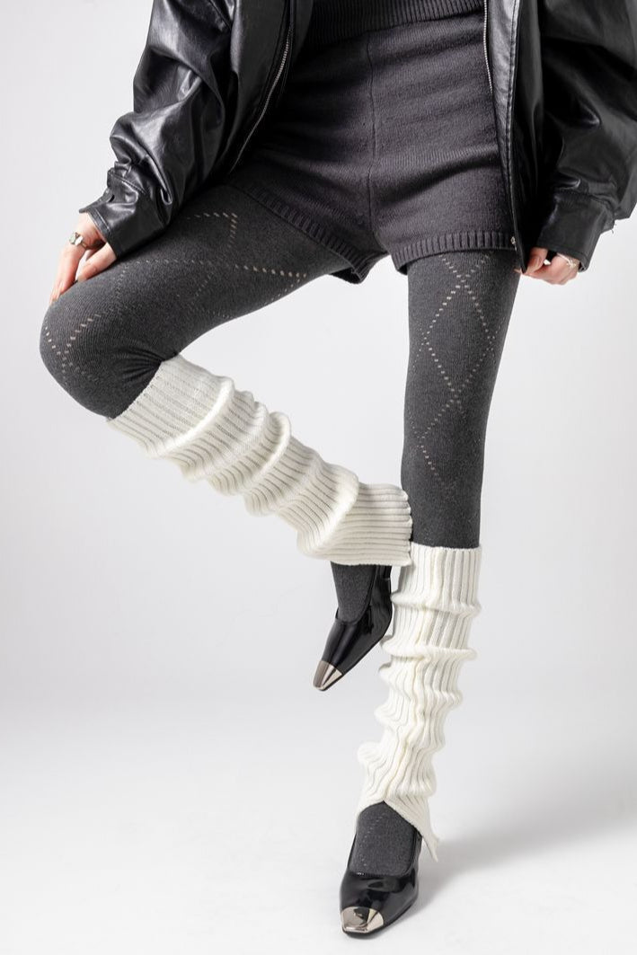 Vertical Stripe Chunky Slouch Split Hem Leg Warmers