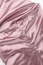 High Neck Draped Satin Slit Formal Dress