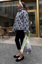 Floral Sherpa High Neck Half Zip Sweatshirt