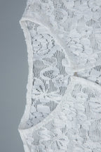 White Floral Lace Hollow Out Sheer Tee